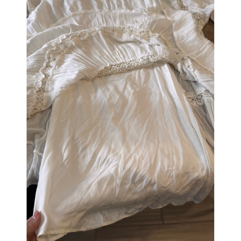 Free People Wildflower Embroidered Boho Lace Mini Dress Ivory XS - Picture 8 of 14